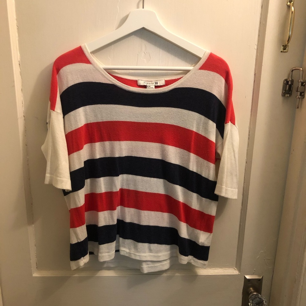 F21 Shortsleeved striped sweater top